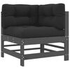 vidaXL Ecksofas mit Kissen 2 Stk. Grau Massivholz Kiefer