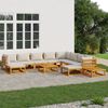 vidaXL 12-tlg. Garten-Lounge-Set mit Hellgrauen Kissen Massivholz