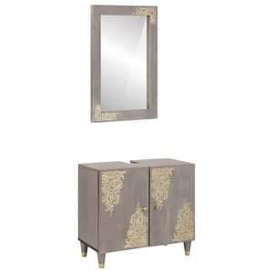 vidaXL Badezimmerschrank-Set 2 stk. Grau 62 x 33 x 58 cm