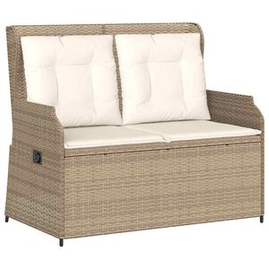 vidaXL Gartenbank Verstellbar mit Kissen Beige Poly Rattan