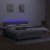 vidaXL Boxspringbett mit Matratze & LED Hellgrau 160x200 cm Stoff