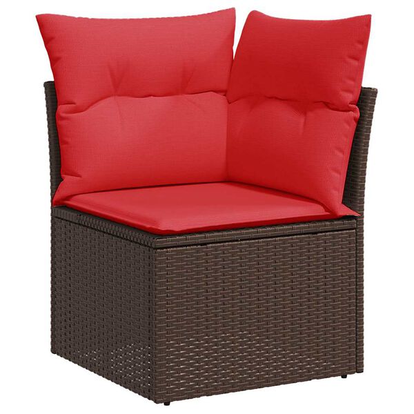 vidaXL 7-teiliges Gartensofa-Set mit Kissen, braun, Polyrattan