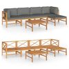 vidaXL 6-tlg. Garten-Lounge-Set mit Grauen Kissen Massivholz Teak