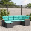 vidaXL 6-tlg. Garten-Sofagarnitur mit Kissen Schwarz Poly Rattan