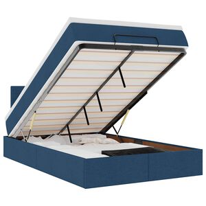 vidaXL Ottomane Bett mit Matratze & LEDs Blau 120x190 cm Stoff