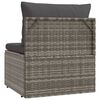 vidaXL Garten-Mittelsofa mit Kissen Grau 57x57x56 cm Poly Rattan