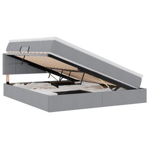 vidaXL Bett mit Stauraum und LED mit LED Hellgrau 180 x 200 cm Stoff