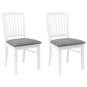vidaXL Esszimmerst&uuml;hle 2 pcs Wei&szlig; 50 x 52,5 x 91 cm Massives Gummiholz