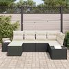 vidaXL Gartensofa-set mit Kissen 6 pcs Schwarz und Creme Poly-Rattan