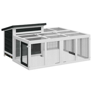 vidaXL Kaninchenstall Grau 144x123x67,5 cm Massivholz Kiefer