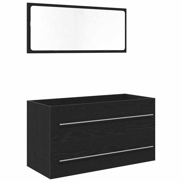 vidaXL Waschbecken-Schrank Schwarz Eichen-Optik 90 x 45 x 1.5 cm