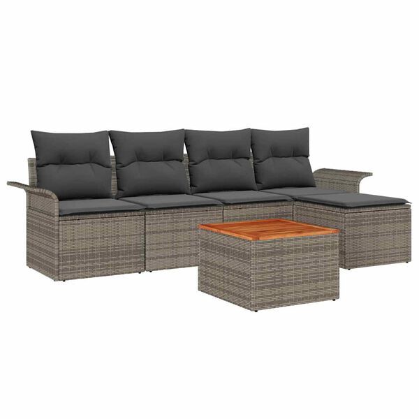 vidaXL Gartensofa-set mit Speicher 6 pcs Grau Poly-Rattan