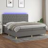 vidaXL Boxspringbett mit Matratze & LED Dunkelgrau 200x200 cm Stoff