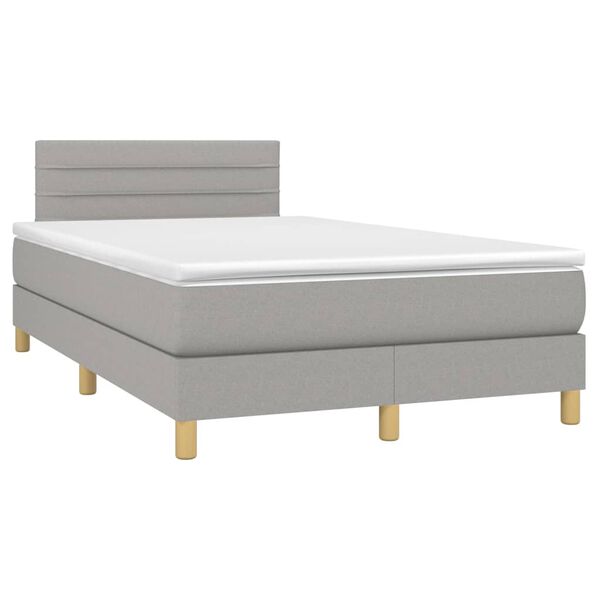 vidaXL Boxspringbett mit Matratze Hellgrau 120x200 cm Stoff
