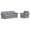 vidaXL Sofa 180cm 2 pcs Hellgrau Metall