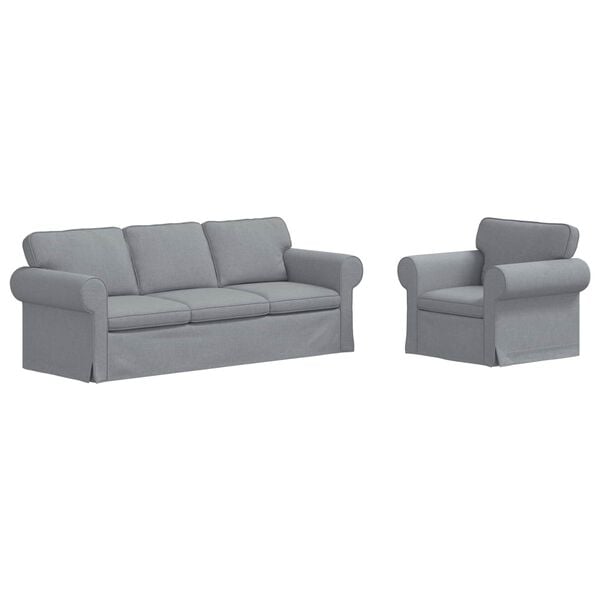 vidaXL Sofa 180cm 2 pcs Hellgrau Metall