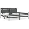 vidaXL Massivholzbett mit Kopfteil Grau 200x200 cm
