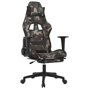 vidaXL Gaming-Stuhl mit Massage & Fu&szlig;st&uuml;tze Schwarz Camouflage Stoff