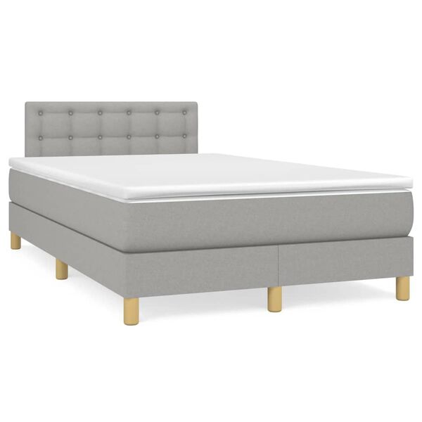 vidaXL Boxspringbett mit Matratze Hellgrau 120x190 cm Stoff