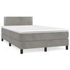 vidaXL Boxspringbett mit Matratze & LED Hellgrau 120x190 cm Samt