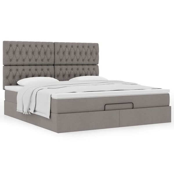 vidaXL Ottoman-Bett mit Matratze Taupe 160x200 cm Stoff