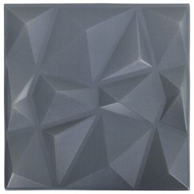 vidaXL 3D-Wandpaneele 48 Stk. 50x50 cm Diamant Grau 12 m²