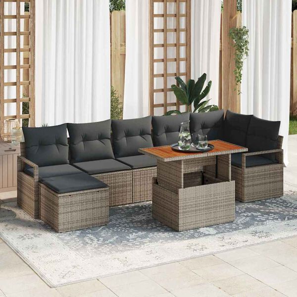 vidaXL Garten Essgruppe mit Kissen 8 pcs Grau und Braun