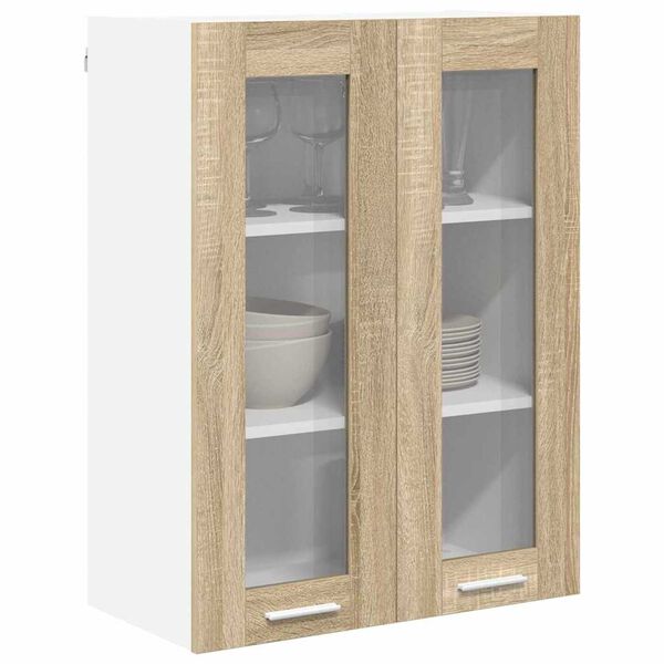 vidaXL H&auml;ngeschrank mit T&uuml;r Sonoma-Eiche 60 x 31 x 80 cm Holzwerkstoff