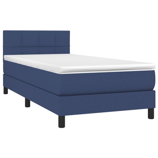vidaXL Boxspringbett mit Matratze & LED Blau 90x200 cm Stoff