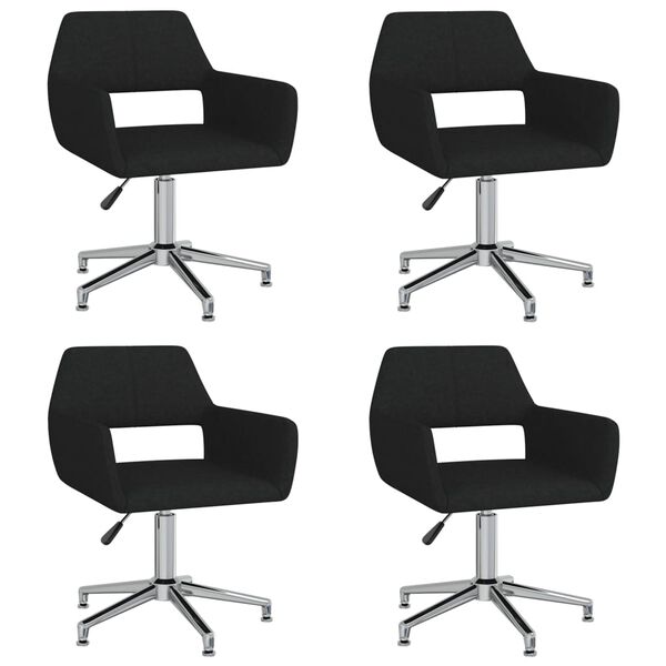 vidaXL Esszimmerst&uuml;hle 4 Stk. Drehbar Schwarz Stoff