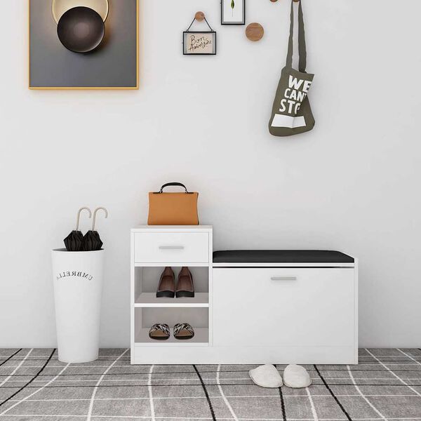 vidaXL Schuhbank Wei&szlig; 94,5x31x57 cm Holzwerkstoff