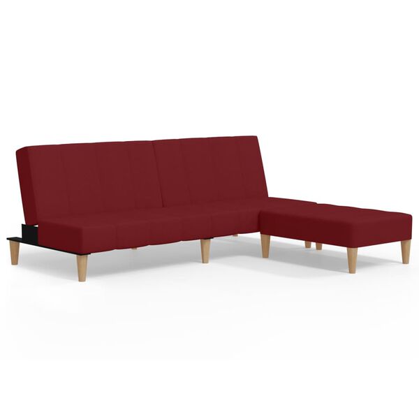 vidaXL Schlafsofa 2-Sitzer mit Hocker Weinrot Stoff