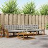 vidaXL Outdoor-Sofagarnitur mit Kissen 5 pcs Nat&uuml;rlich und Hellgrau