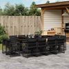 vidaXL 13-tlg. Garten-Essgruppe mit Kissen Schwarz Poly Rattan
