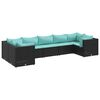 vidaXL 7-tlg. Garten-Lounge-Set mit Kissen Schwarz Poly Rattan