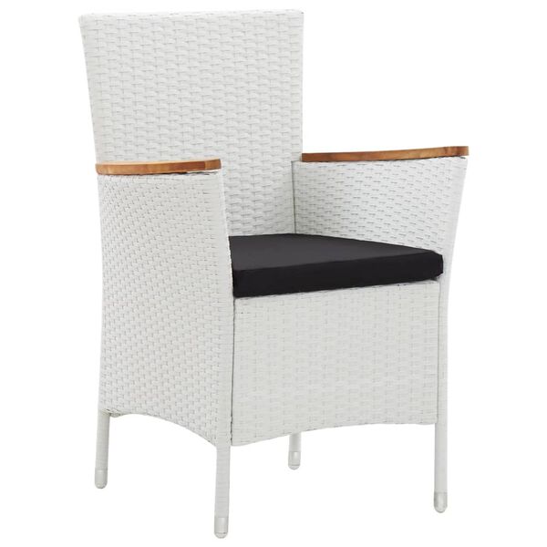 vidaXL 7-tlg. Garten-Essgruppe Poly Rattan Weiß