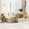 vidaXL 7-tlg. Garten-Sofagarnitur mit Kissen Beige Poly Rattan Akazie