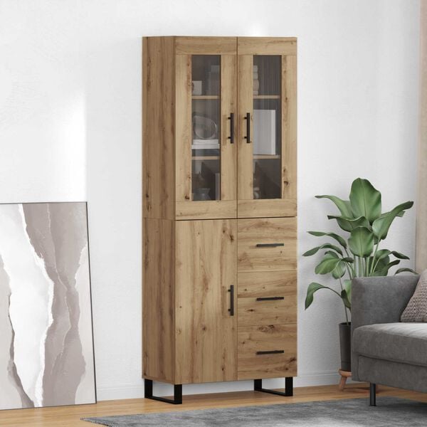 vidaXL Highboard mit Schubladen 2 pcs Artisan-Eiche Holzwerkstoff