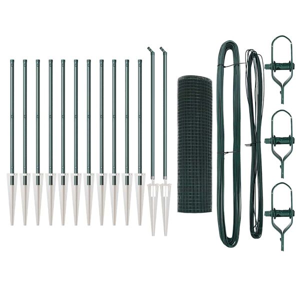 vidaXL Zaunpfosten Gr&uuml;n 25 x 0,6 m (16 x 16 mm Draht) Stahl und PVC