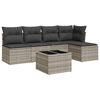vidaXL 6-tlg. Garten-Sofagarnitur mit Kissen Hellgrau Poly Rattan