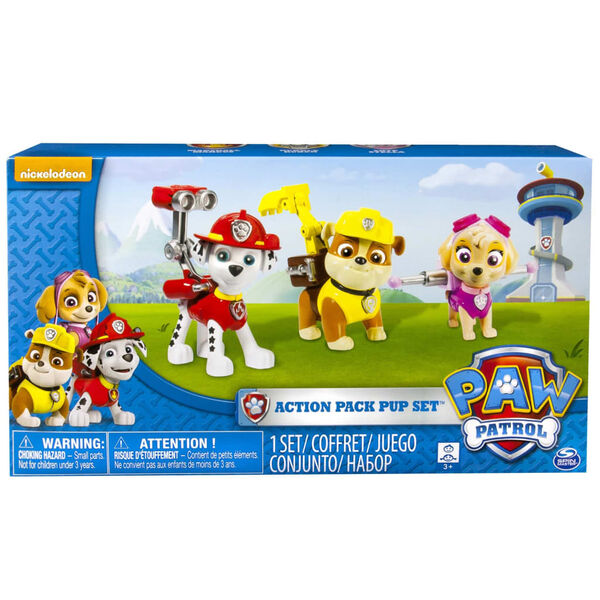 Paw Patrol Action-Pack Welpen Marshall/Skye/Rubble