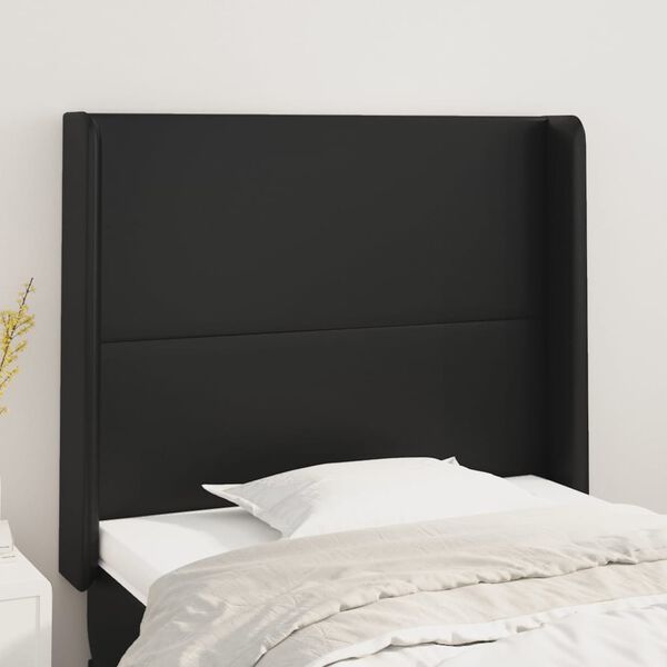 vidaXL Kopfteil mit Ohren Schwarz 83x16x118/128 cm Kunstleder