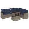vidaXL 7-teiliges Gartensofa-Set mit Kissen, grau, Polyrattan