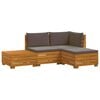 vidaXL Outdoor-Sofagarnitur mit Kissen 4 St&uuml;ck Braun Massivholz Akazie