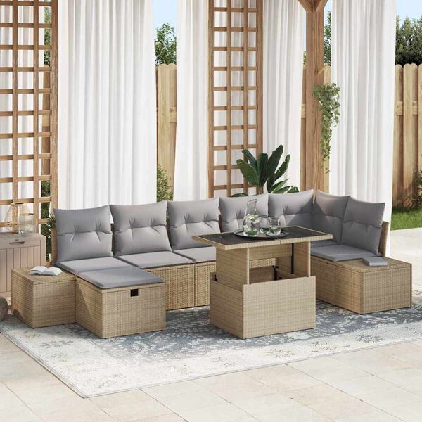vidaXL Garten-Sofa-Set 8 pcs Beige Poly-Rattan