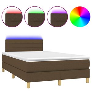 vidaXL Boxspringbett mit Matratze & LED Dunkelbraun 120x190 cm Stoff