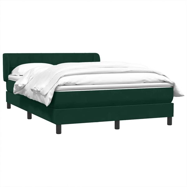 vidaXL Boxspringbett mit Matratze Dunkelgr&uuml;n 160x220 cm Samt