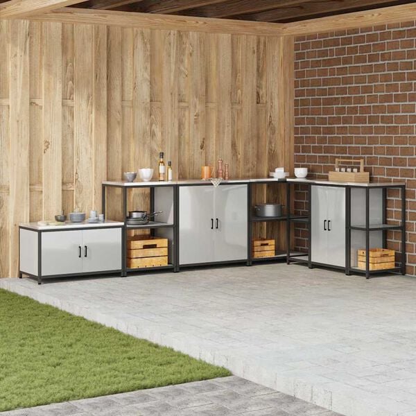 vidaXL K&uuml;chenaufbewahrung mit Regal Silber 60 x 50 x 92 cm Stahl