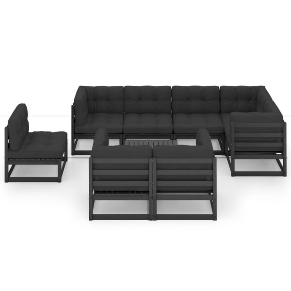 vidaXL 9-tlg. Garten-Lounge-Set mit Kissen Massivholz Kiefer