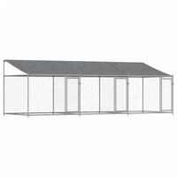 vidaXL Hundezwinger mit Dach und Türen Grau 6x2x2 m Verzinkter Stahl